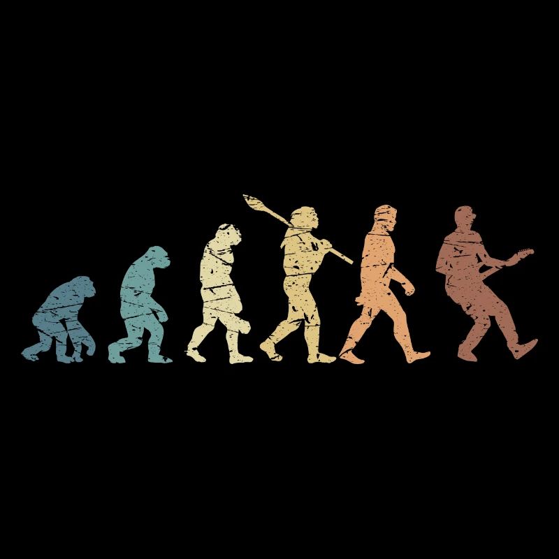Human Evolution Guitar Band Retro Vintage