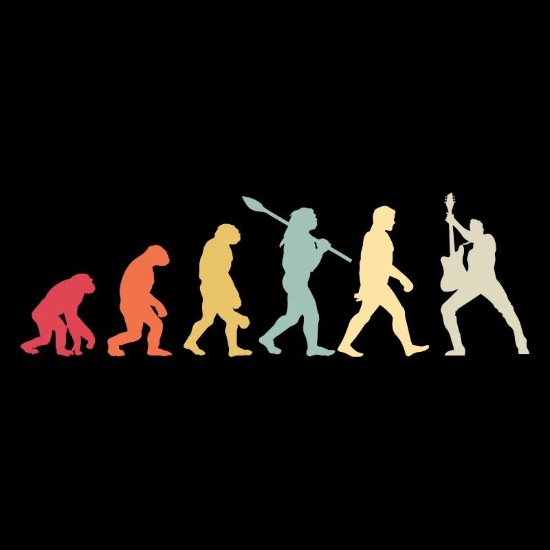 Human Evolution Guitar Band Retro Vintage
