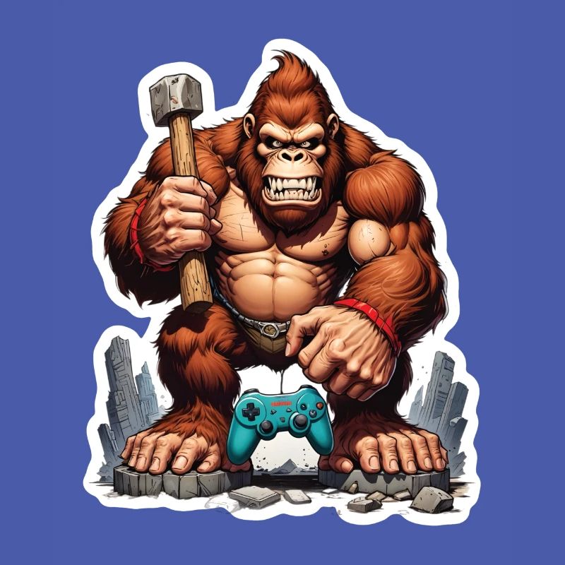 Retro Gamer Gorilla with Controller Console Games