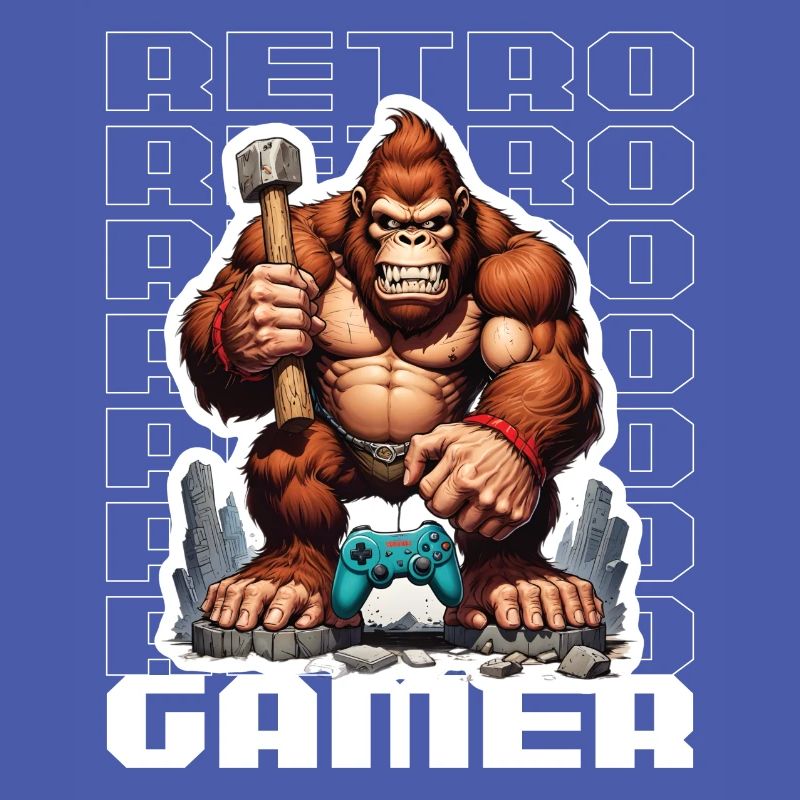 Retro Gamer Gorilla with Controller Console Games