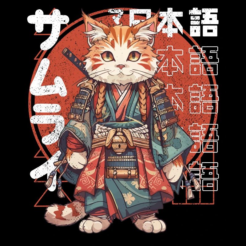 Samurai Cat Kawaii Japanische Ninja Katze