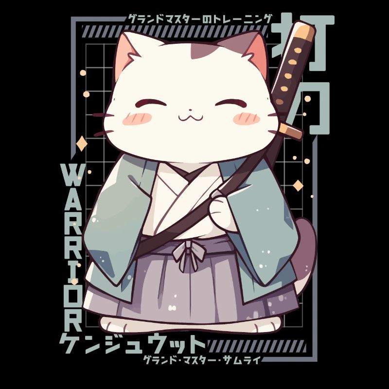 Samurai Cat Kawaii Japanese Ninja Cat