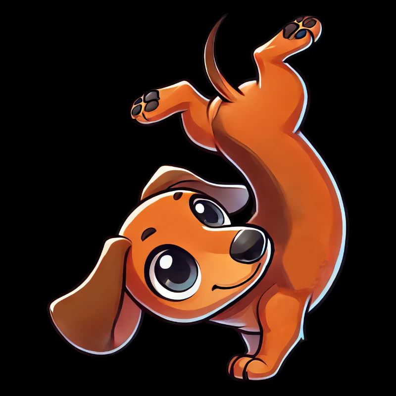 Cute Dachshund in Handstand Gymnastics Comic