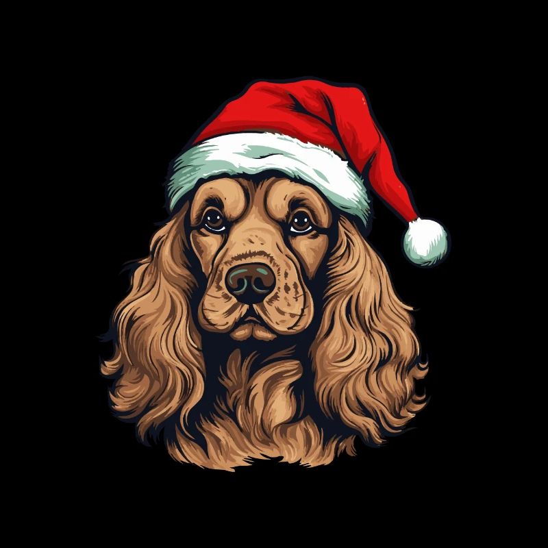 Cocker Spaniel Dog Christmas Head