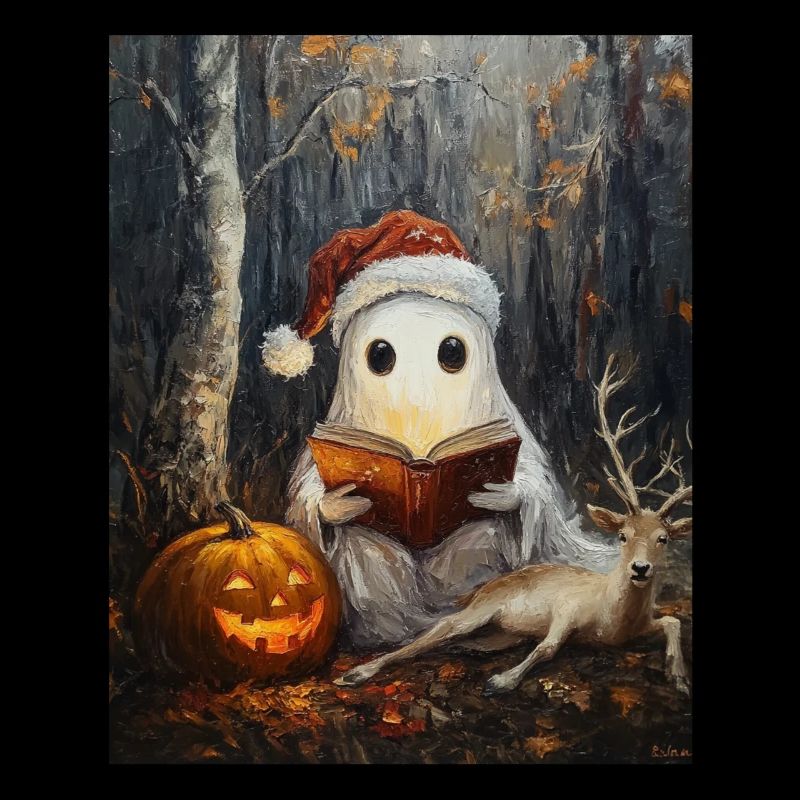 Halloween Gift Ghost with Christmas Hat Decoration