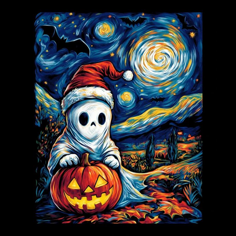 Halloween Gift Ghost with Christmas Hat Decoration