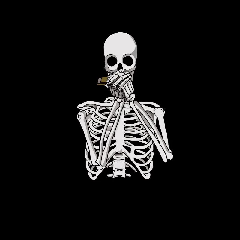 Skeleton joue de l’harmonica