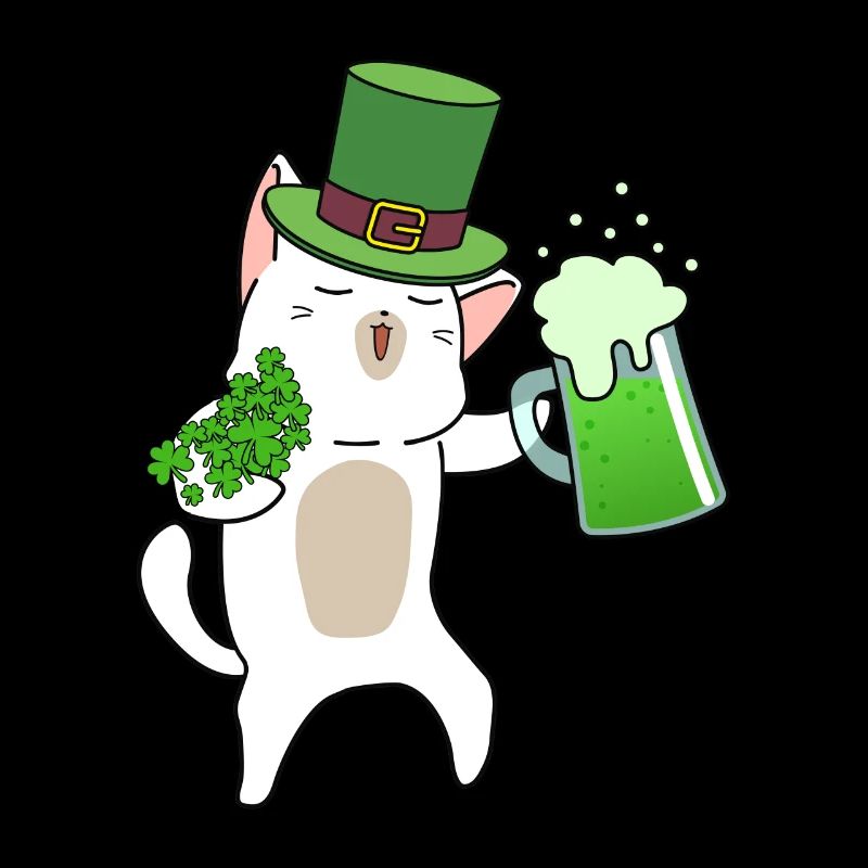Chat buveur de bière Cloverleaf Saint-Patrick