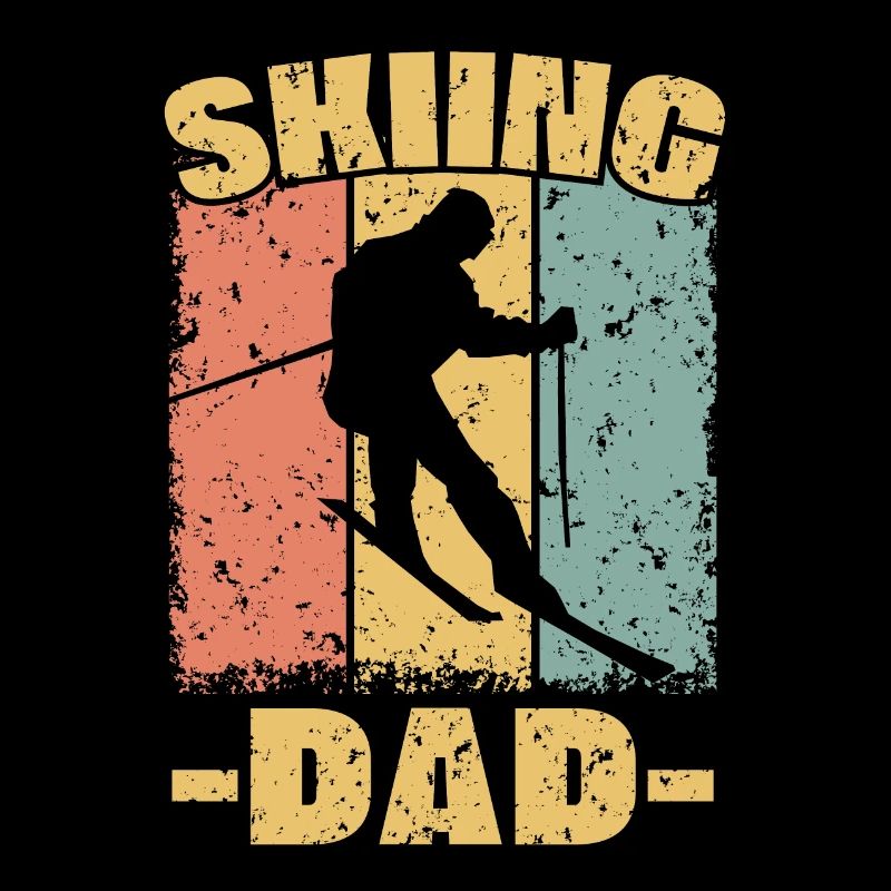 Skiing dad retro