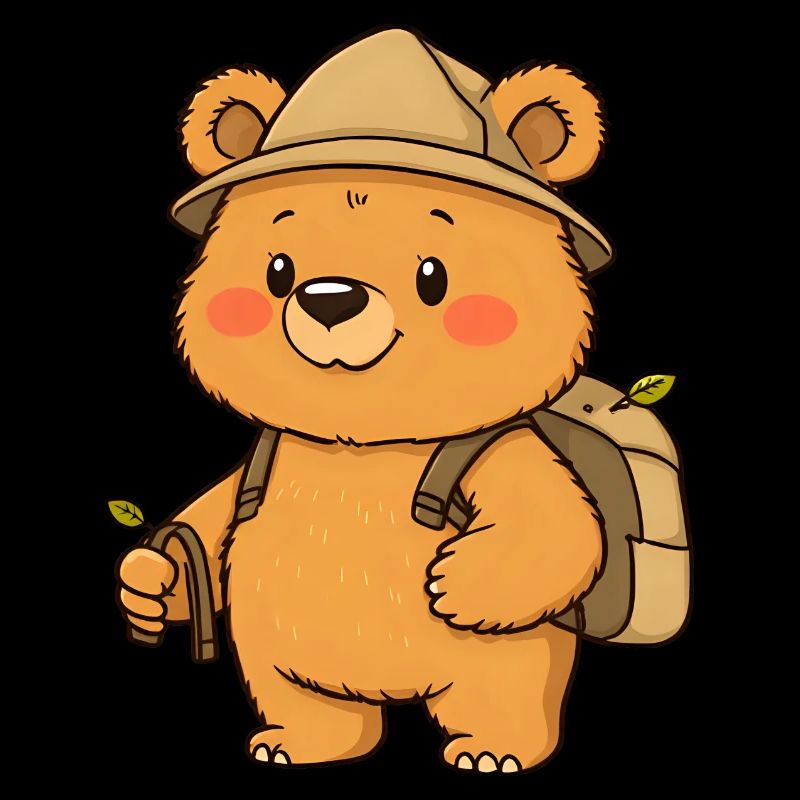 Abenteuerlustiger Teddybär Entdecker mit Rucksack