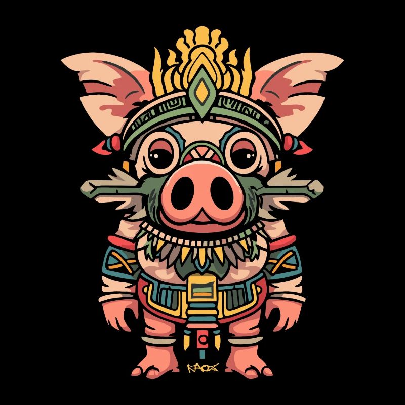 Funny Cute Mayan Aztec Pig