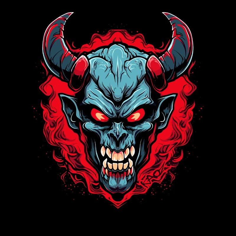 Mittelalterliche Flammen und Teufel oder Dämon