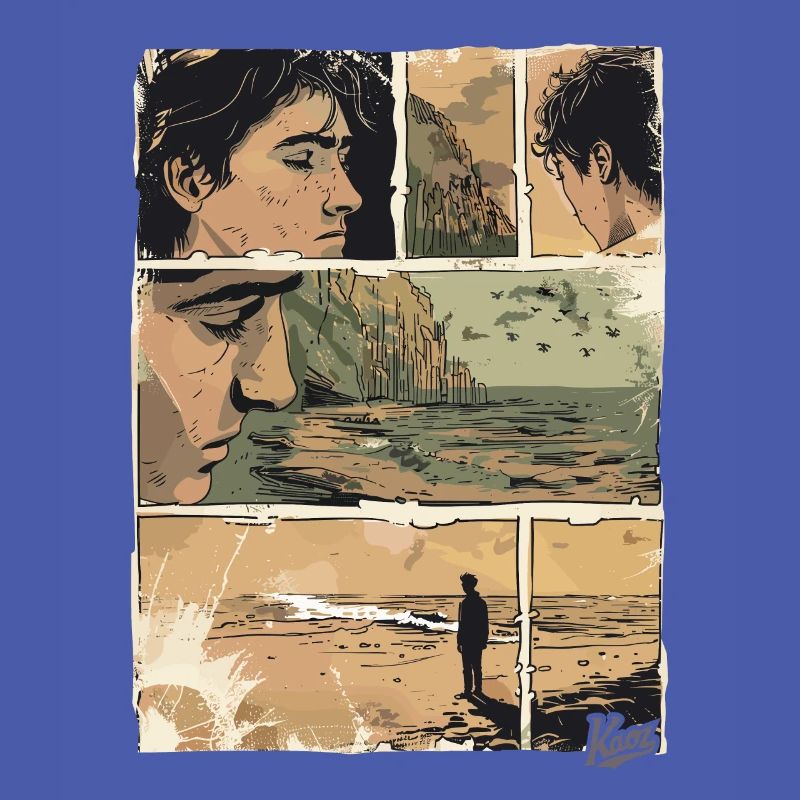 Comic der Einsamkeit am Strand