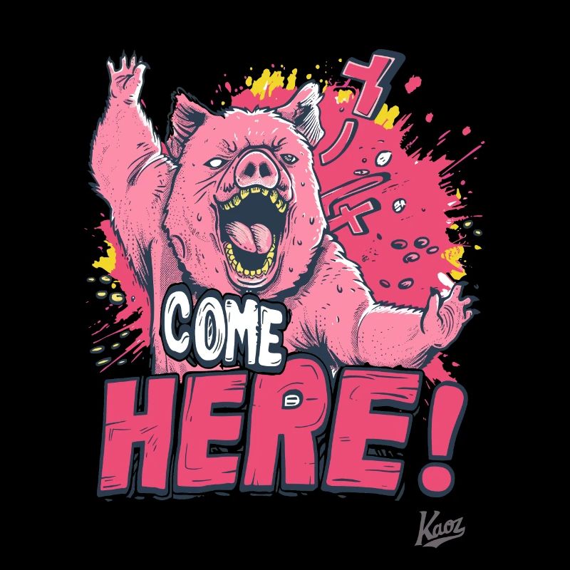 Furious Bear-Pig Fight: Come here!