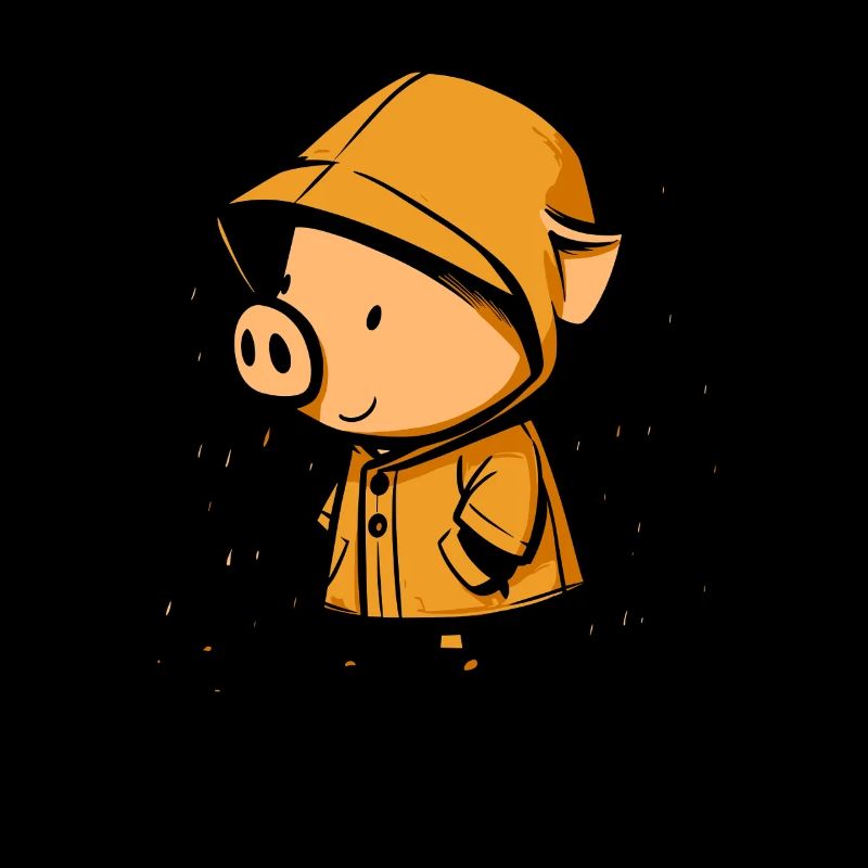 Cochon mignon en imperméable