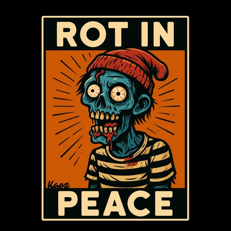 Zombie with cap and text "Rot in peace"