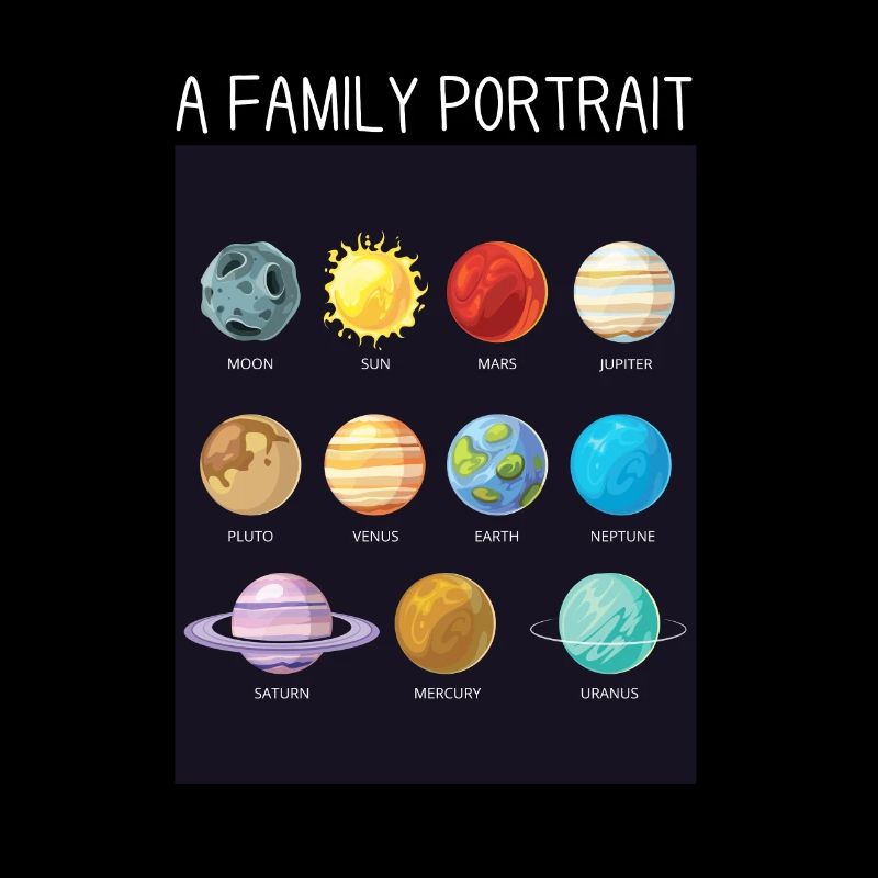 Outer Space Nerd Solar System Planets Sun Moon