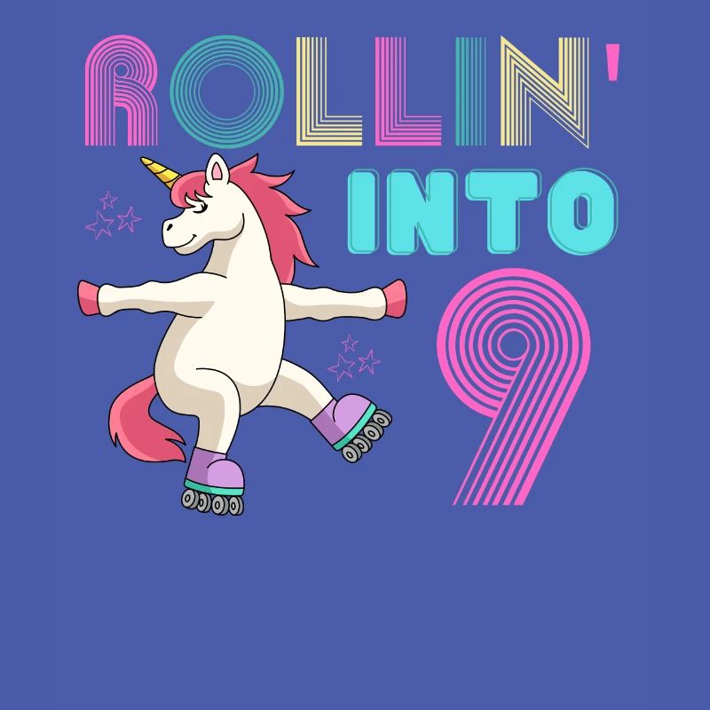Rolling into 9 - roller scate unicorn