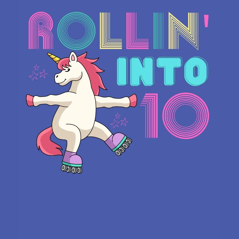 Rolling into 10 - roller scate unicorn