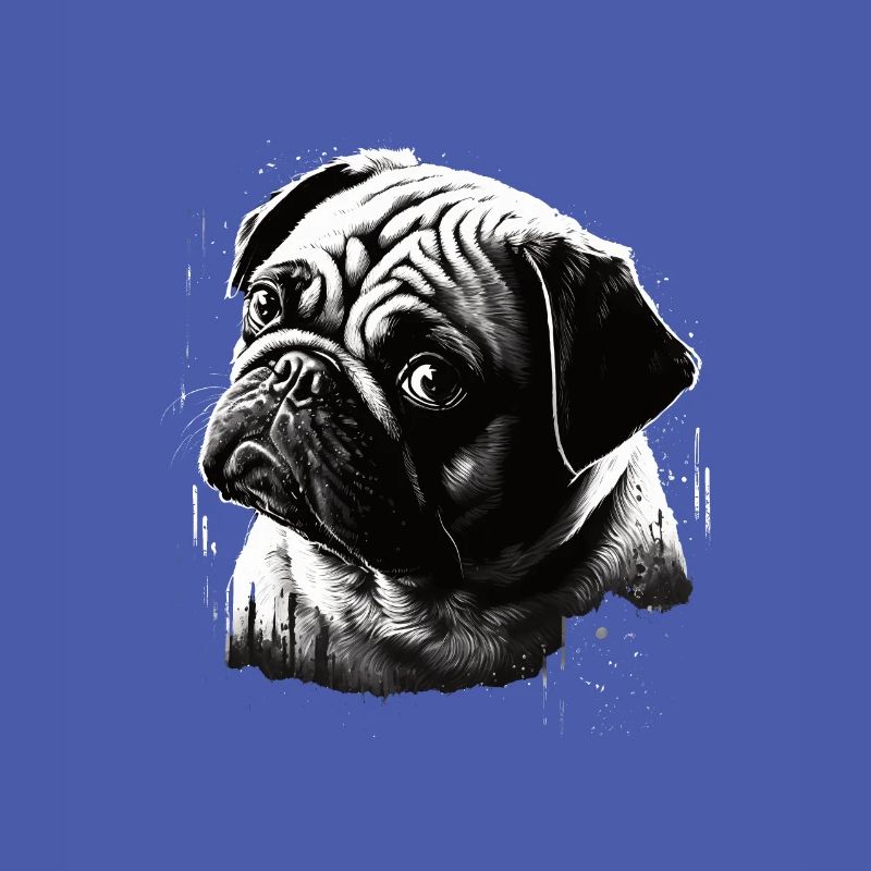 Pug stencil design white and black