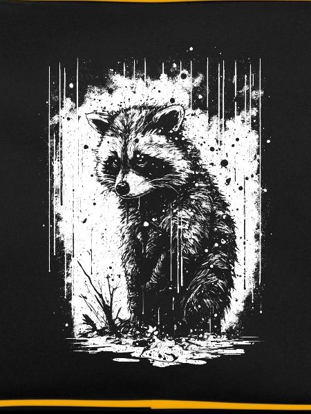 Raccoon White & Black Stencil