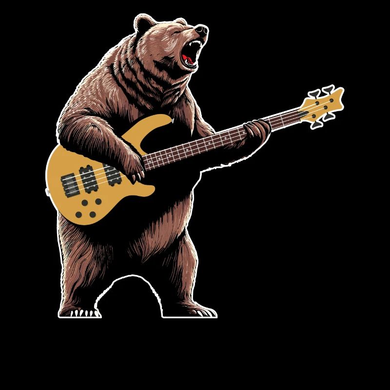 Bear jouant de la guitare basse guitariste