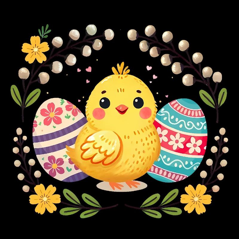 Cute Easter chicklet and eggs