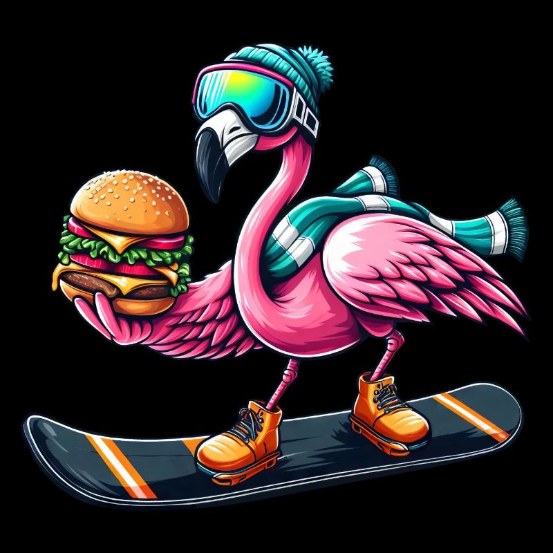 Flamingo Snowboard Hamburger Fun