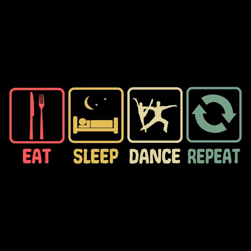 Dancing Dance Couple Eat Sleep Repea Retro