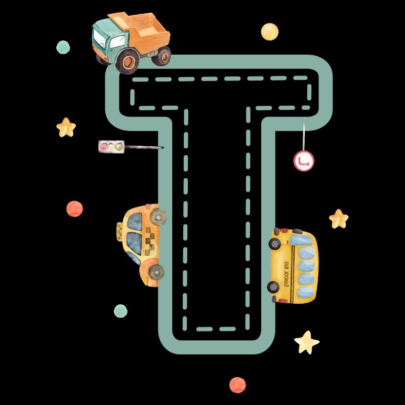 Letter t vehicle - personalized child gift
