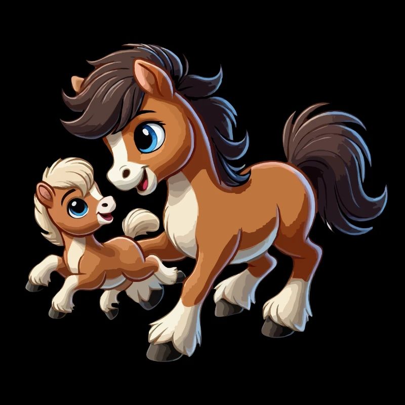 Pony mit herumtollendem Kind