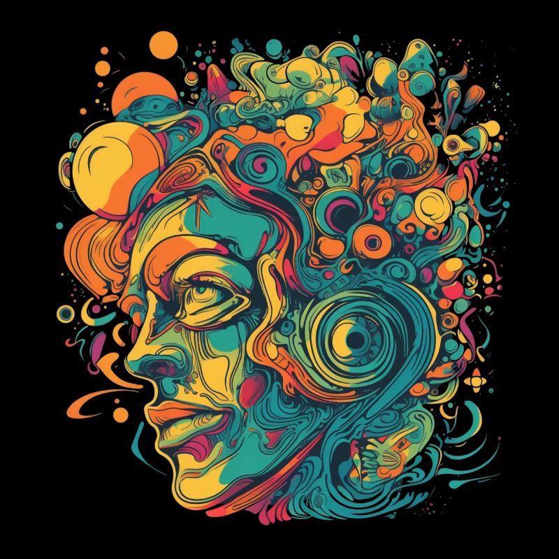 Visage psychédélique dans de nombreuses couleurs