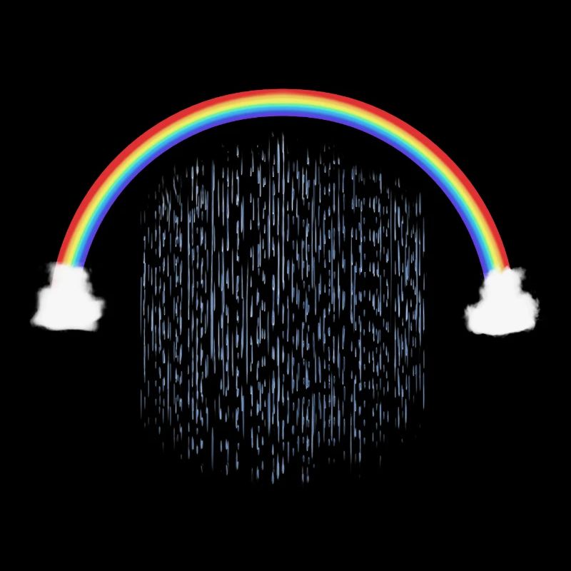 Rainbow with Rain Drops Pattern