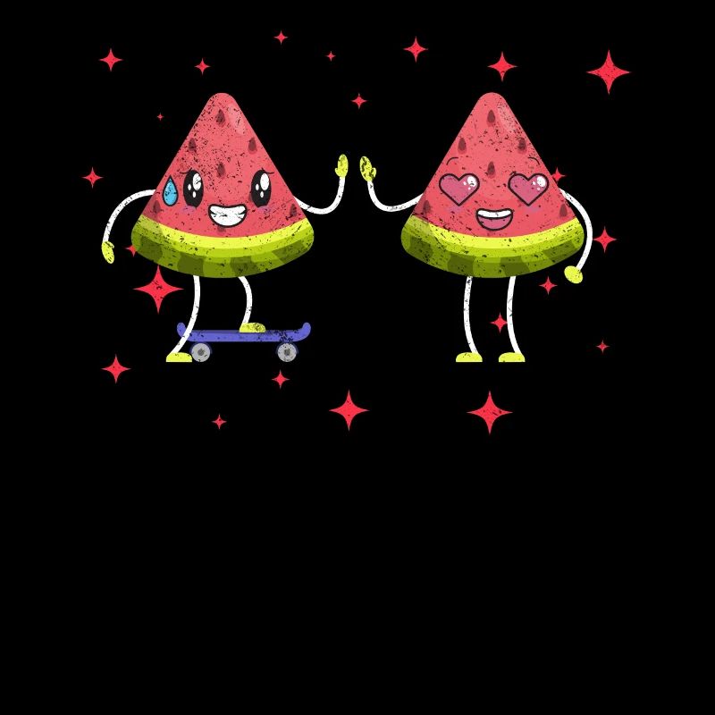 Couple mignon de pastèque étreignant les amateurs de pastèque