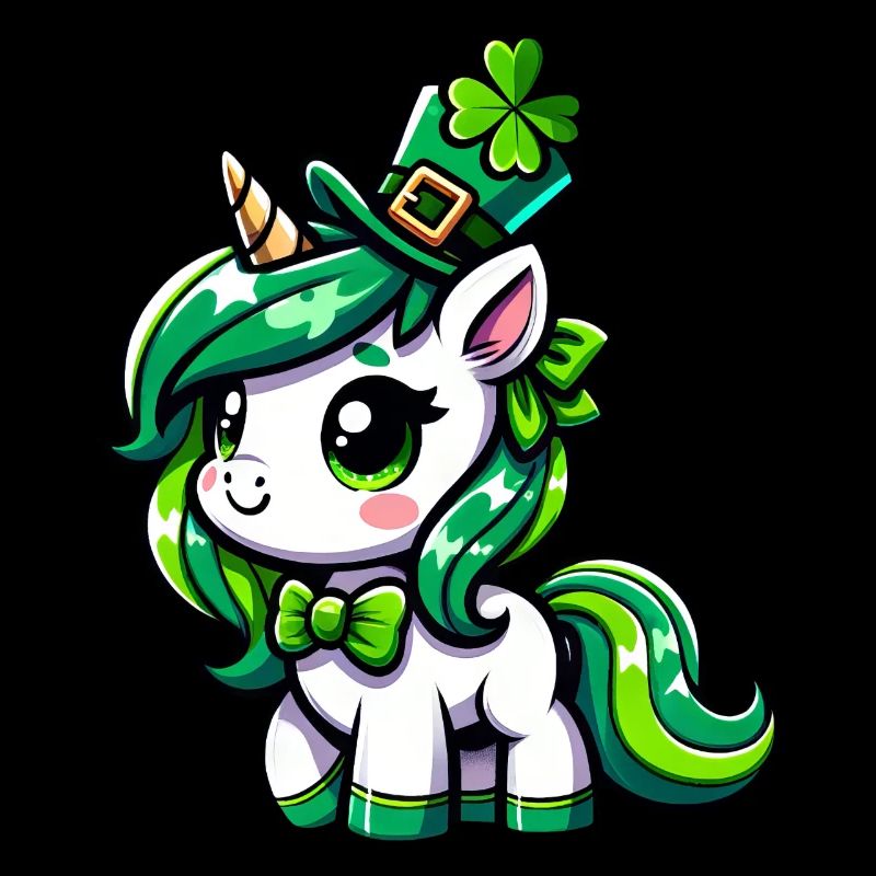 Süßes Comic Cartoon Einhorn St. Patricks Day Stil