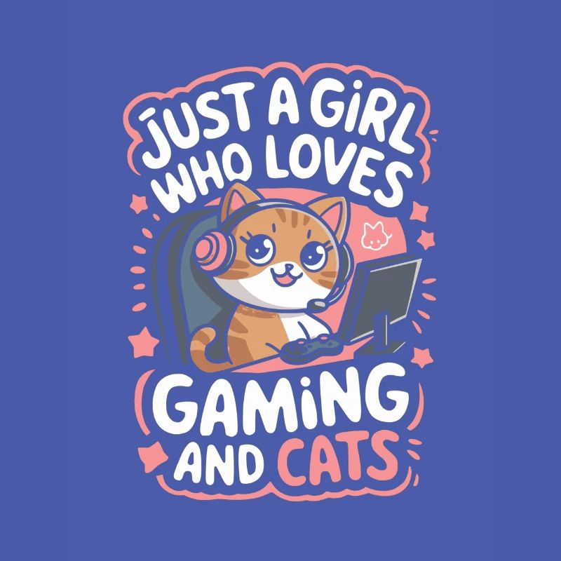 Gaming Computer Konsole Mädchen Katze