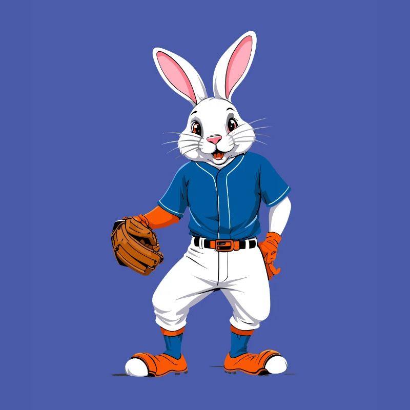Baseball Player Easter Bunny Funny Design