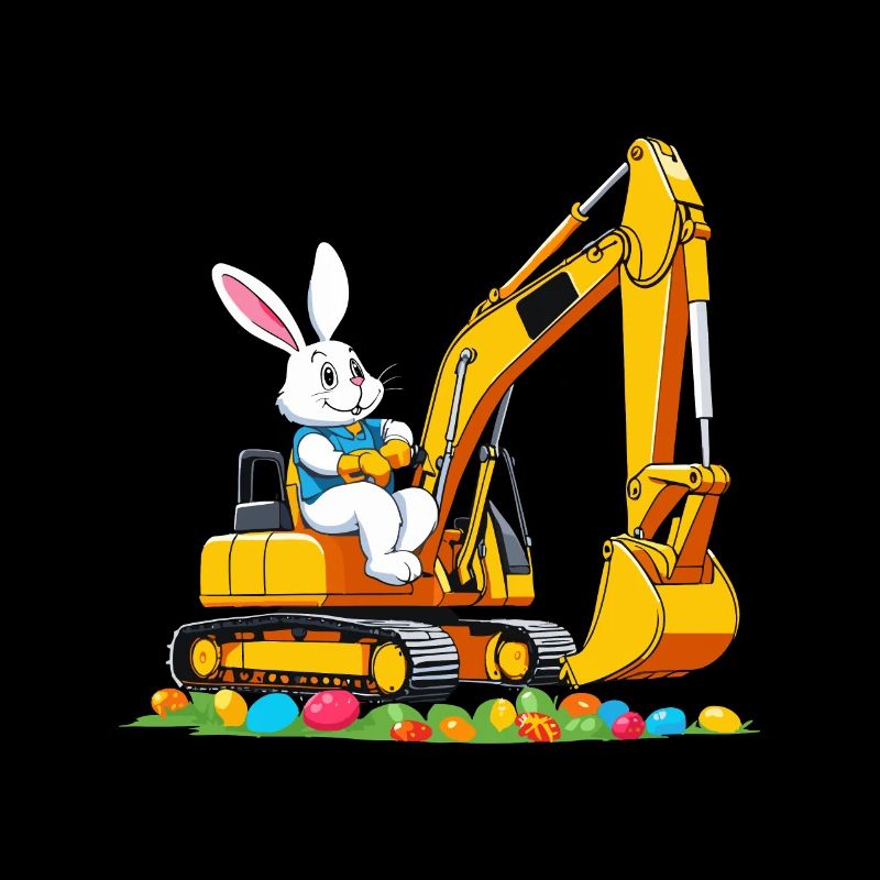 Easter Bunny Excavator Driver Easter Eggs Funny