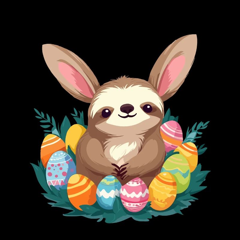 Funny Sloth Easter Bunny Iconic Easter