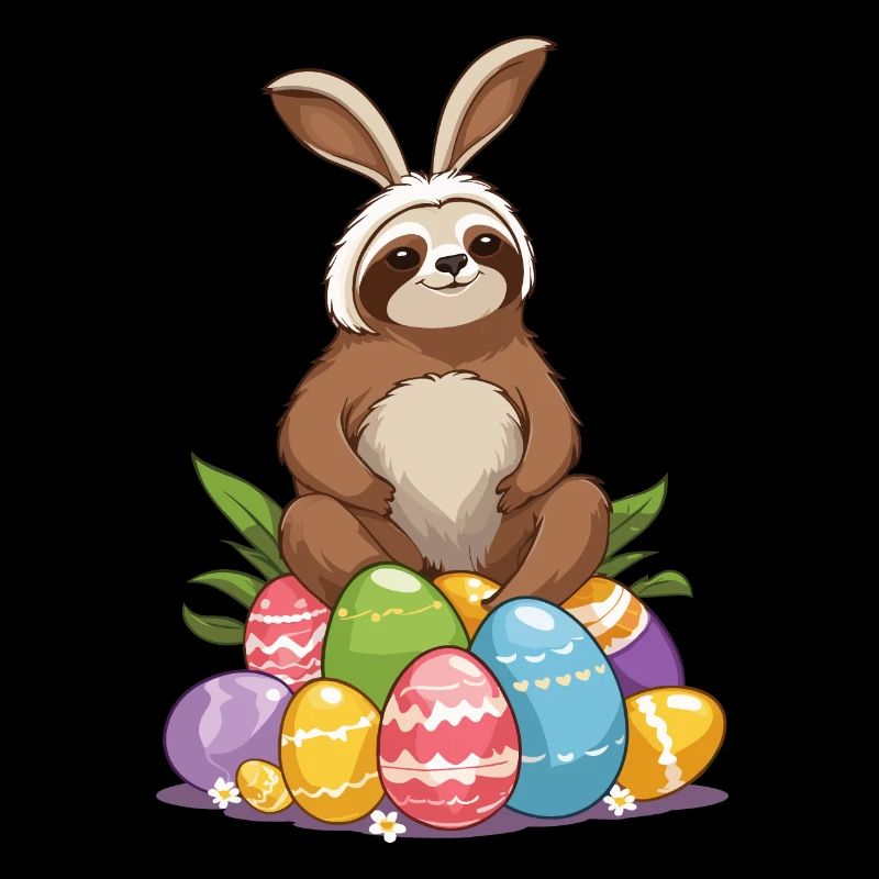 Funny Sloth Easter Bunny Iconic Easter