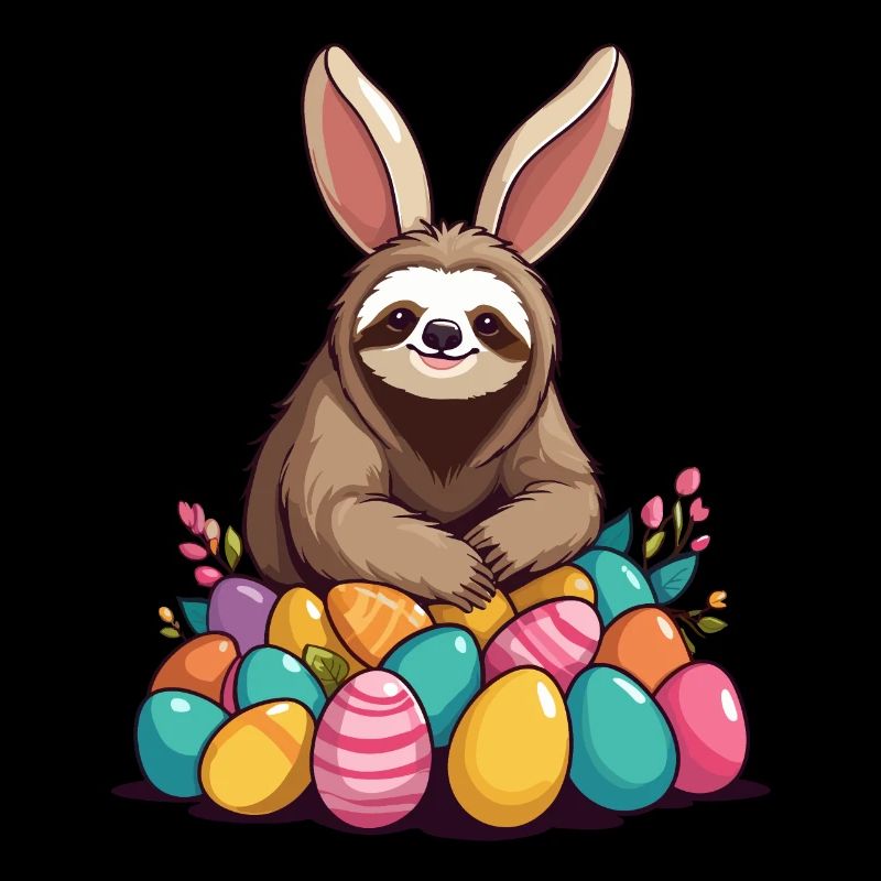 Funny Sloth Easter Bunny Iconic Easter