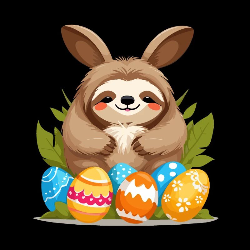 Funny Sloth Easter Bunny Iconic Easter
