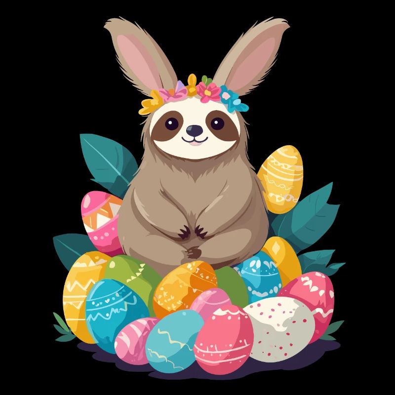 Funny Sloth Easter Bunny Iconic Easter