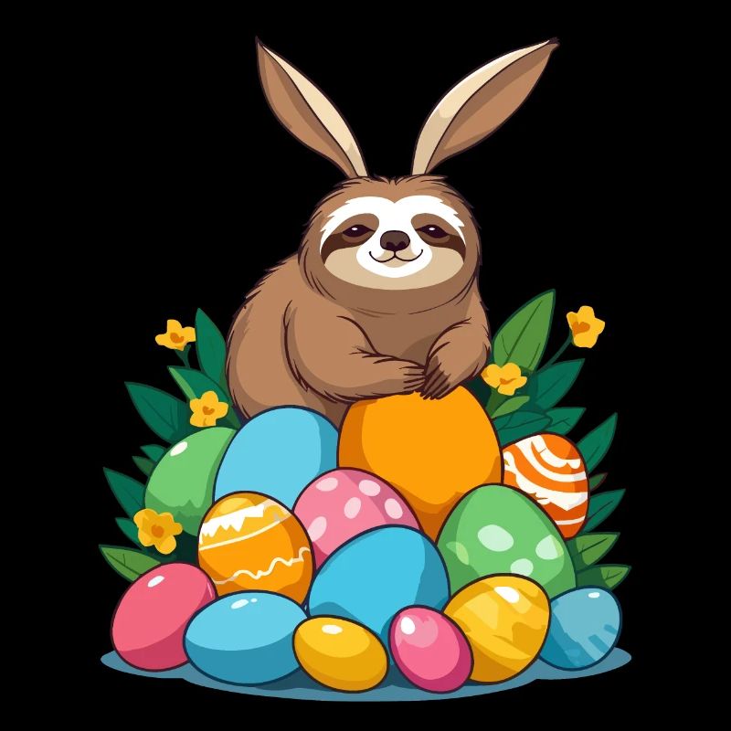 Funny Sloth Easter Bunny Iconic Easter