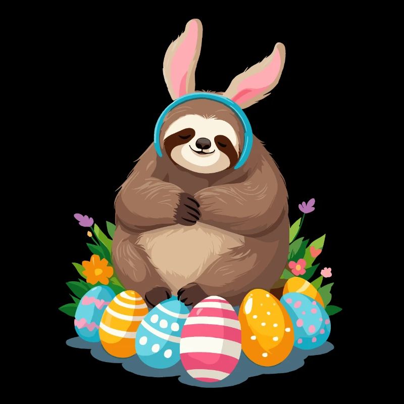 Funny Sloth Easter Bunny Iconic Easter