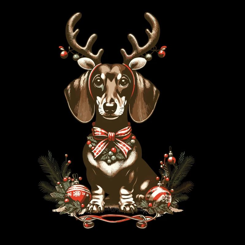 Teckel de Noël avec bois et arc