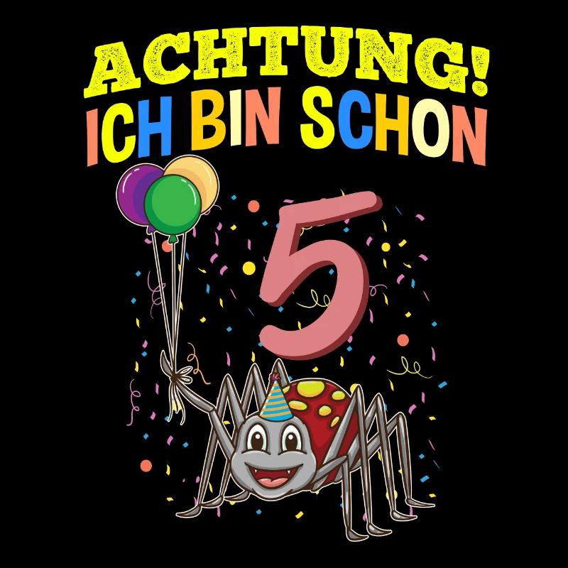 Achtung Ich Bin Schon 5 Tier Geburtstag Spinne