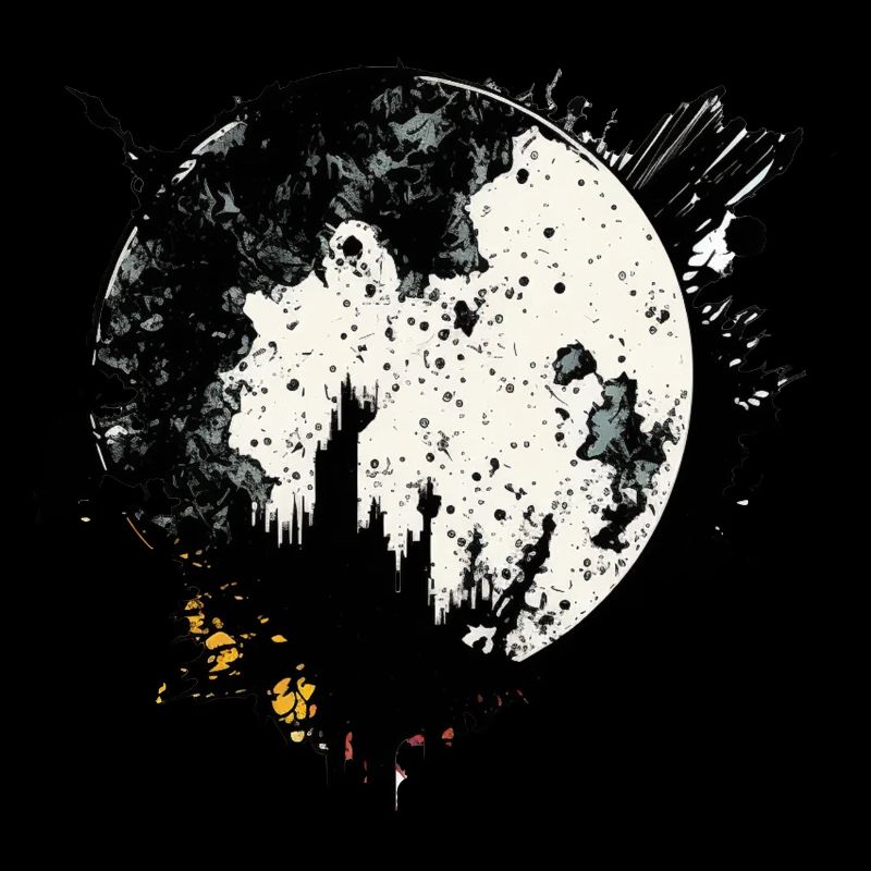 Moon graffiti black and white