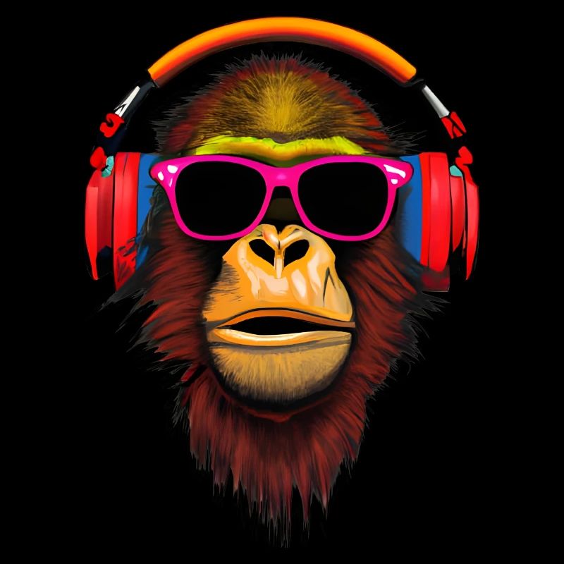 Singe réfrigéré avec écouteurs et bri soleil