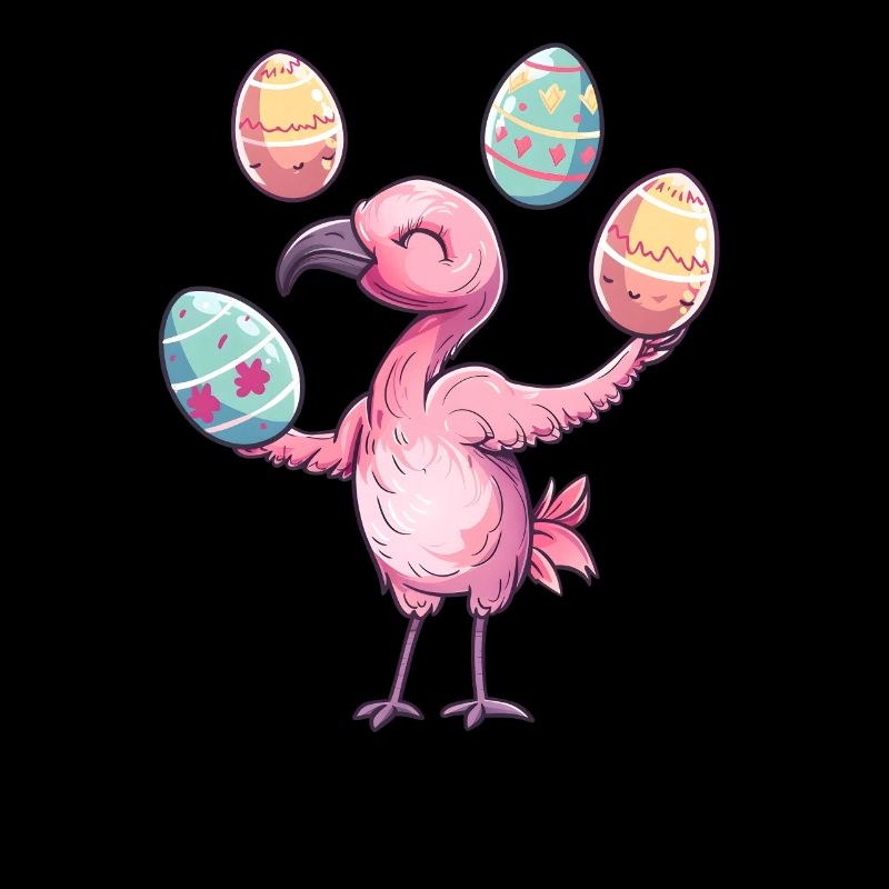 Flamingo Easter Eggs Juggling Festive
